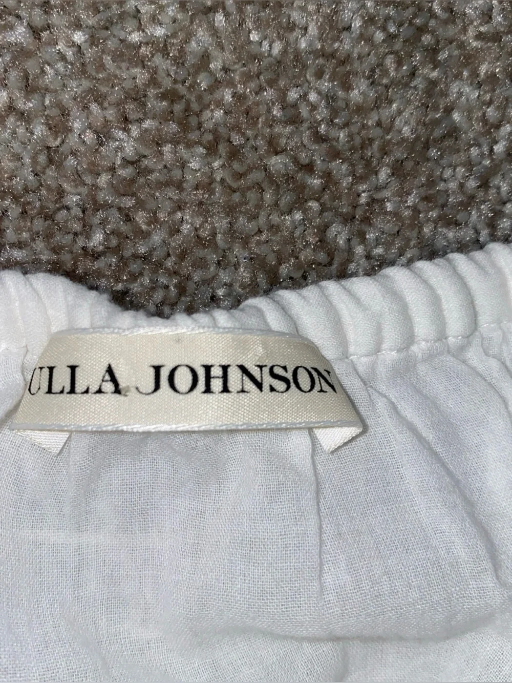 Ulla Johnson White Mini Skirt Size 2 Smocked Waist Scalloped Eyelet Hem Cotton